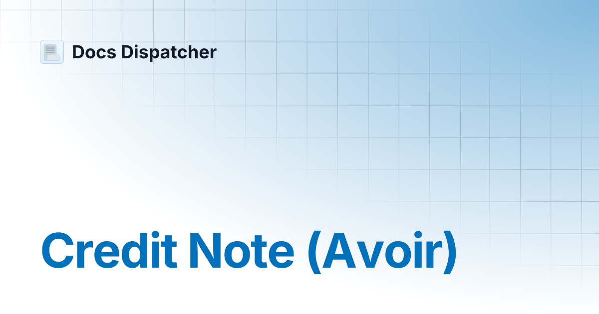 Credit Note (Avoir) | Docs Dispatcher